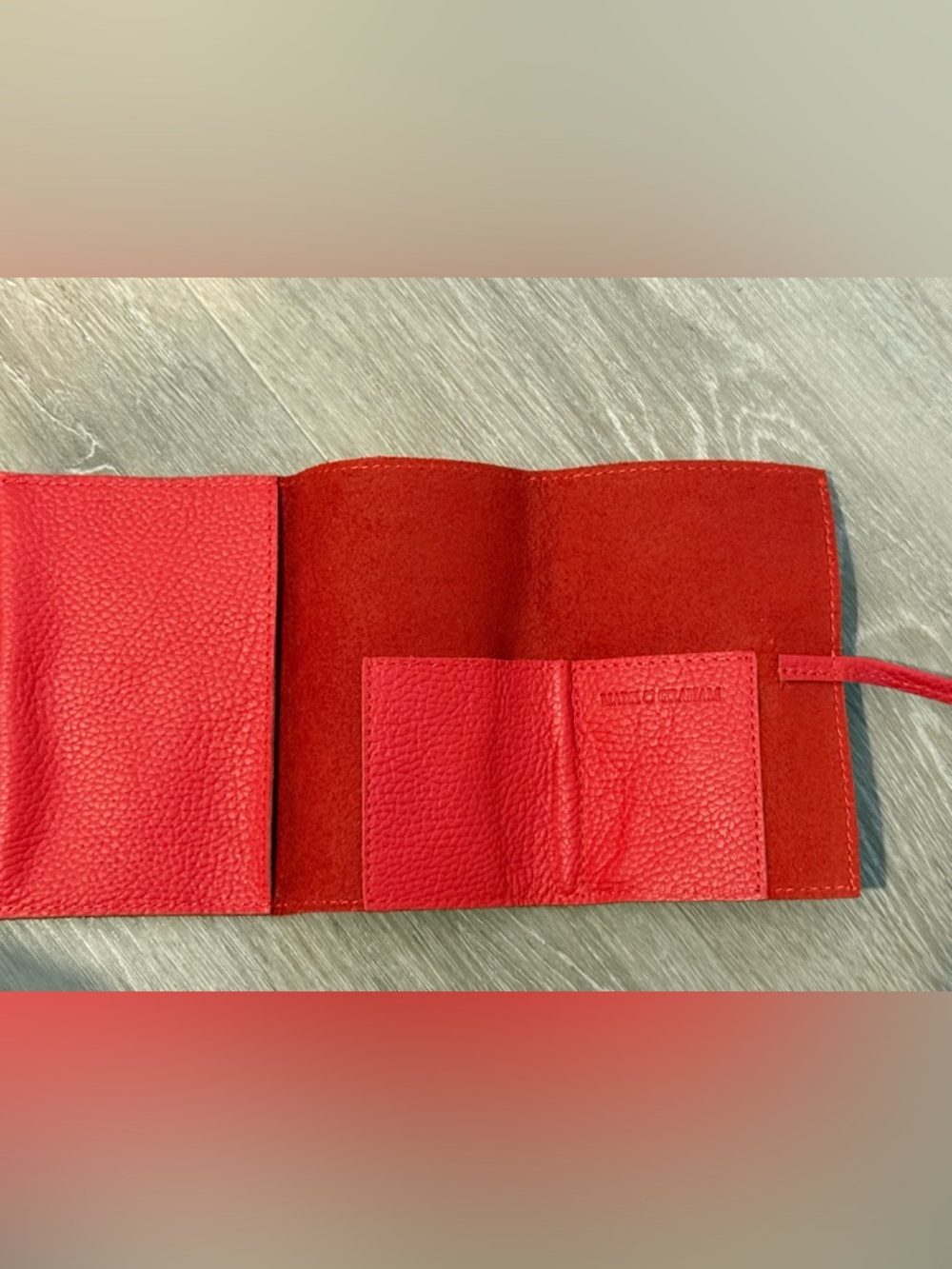 Mark & Graham Red leather Charger Roll Up Travel Organization Tech Storage - Picture 2 of 4